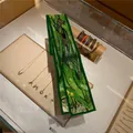 Green floral silk scarf with impressionist flower patterns over luxury gold jewelry - Picture Style 11
