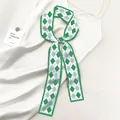 Elegante groene zijden sjaal met ruitpatroon op een minimalistische witte achtergrond - Groen Wit Grijs Argyle (Roze SKU)