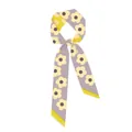 Lavender silk twilly scarf with yellow floral print and contrast piping finish - Purple Poppy (2)