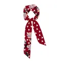 Smalle zijden sjaal in bordeauxrood met vintage bloemen en geometrische patronen - Wijnrood Bloemig Geometrisch (13)