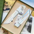 Pañuelo twilly de seda con estampado de grafiti y motivos de pulpo en caja verde - 90cm x 5cm / Blanco