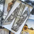 Vintage floral silk scarf with France Paris text in a classic printed gift box - 6cmx100cm / Brown