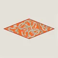 Detalle de bufanda de rombos con estampado naranja, serpientes y estatua de Pegaso - 45x115cm / Naranja (03)