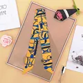 Bright yellow silk twilly scarf with equestrian horse bit pattern for handbag handles - Yellow