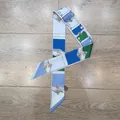 Detail of double-sided twilly scarf with equestrian print and sharp angled ends - Light Blue