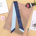 Foulard in seta blu con stampa tarocchi e zodiaco per manici di borse da donna - 80-100cm / Blu nero