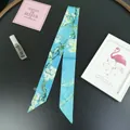 Artistic Van Gogh almond blossom print skinny silk scarf for handbag handle decoration - Almond Blossom
