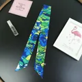 Detail of Van Gogh Iris painting print on a narrow silk scarf for bag handle decoration - Iris Flower
