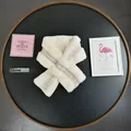 Elegant white faux fur cross scarf with tweed detail on a stylish desktop setting - White