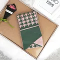 Knitted winter button scarf featuring green and pink houndstooth pattern design - 100cm-135cm / Green