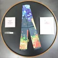Close-up of Vincent Van Gogh Starry Night oil painting print on narrow silk-like scarf - Van Gogh Series / Coffee Shop