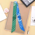 Blue and green paisley twilly scarf with star and polka dot prints for handbags - Green And Blue