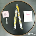 Silk twilly scarf with yellow chain pattern wrapped for handbag handle decoration - Yellow White Blue Chain (S177-4)