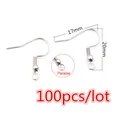 Vue détaillée des crochets de boucles d'oreilles en acier argenté pour bijoux - Style Crochet Argent (S4-12)