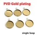 12mm Gold PVD Edelstahl Anhänger Rundfassungen mit Einzelöse für DIY Schmuckherstellung - Vakuum Vergoldet Einzelne Schlaufe