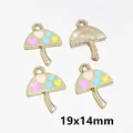 Detail of mushroom alloy pendants with colorful hearts and 19x14mm size specs - Colorful Heart Mushroom (AG5-07)