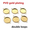 12mm Gold PVD Edelstahl Anhänger Basis mit Doppelösen für DIY Schmuckherstellung - Vakuum Vergoldet Doppel Schlaufe