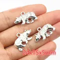 3er-Set Bären-Anhänger aus antiker Silberlegierung für DIY-Schmuck, Größe 24x15x5mm - Antiksilber Stehender Bär (R6-17)