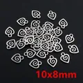 Silver swirl heart pendant charm 10x8mm for DIY jewelry making and necklace crafts - Heart Vortex (P1-47) / 10mm x 8mm