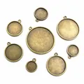Set of eight bronze alloy bezel trays in various sizes for DIY jewelry making - 10mm / Antique Bronze