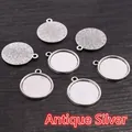 Base per pendente tonda in lega di zinco argento antico per creazione gioielli fai-da-te - 8mm / Argento Antico