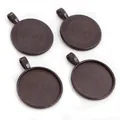 Detailansicht der 25mm runden Legierung Anhänger-Tabletts für DIY Schmuckherstellung - Dunkelbronze-Stil (C1-30)