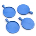 Detailansicht der 25mm himmelblauen Anhängerbasen mit Radialstruktur für DIY-Schmuck - Blauer Stil (B4-35)