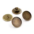 Vintage bronze round brooch base with butterfly clutch for DIY jewelry making - Size One / Antique Bronze