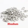 Zinc alloy lobster clasps in rhodium silver finish for DIY jewelry and bag chains - 10x5mm (50 Pieces/10g) / White K/Silver
