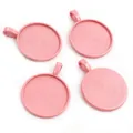 Set mit vier 25mm rosa runden Legierung Anhänger-Lünetten mit Sonnenstrahl-Muster - Rosa Stil (B1-02)