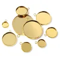 Polished gold stainless steel round bezel settings in various sizes for DIY jewelry - 12mm / Gold