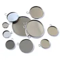 Various sizes of stainless steel round pendant trays with small hanging rings for DIY jewelry - 12mm / Steel