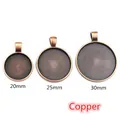 Three bronze copper pendant base trays in 20mm, 25mm, and 30mm with inner radial texture - Copper