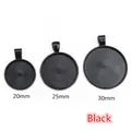 Black DIY round bezel trays with textured base in 20mm, 25mm, and 30mm sizes - Black