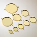 Gepolijste gouden 304 roestvrijstalen cabochon instellingen met dubbele verbindingsringen - 12mm / Goud