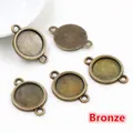 Set de cinco bases para colgantes circulares de aleación en bronce antiguo con doble ojal - Bucle Doble (8mm) / Bronce antiguo
