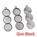 Detailed view of gun black 12mm triple bezel settings for DIY jewelry making - Gun Black