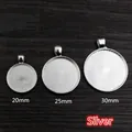 Three silver pendant trays in 20mm 25mm and 30mm sizes with inner spiral textures - 20mm / Silver