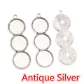 Detailed view of antique silver triple round bezel pendants with knurled texture - Antique Silver