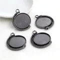 Rotating round pendant base with beaded edge and glittery inner tray in gunmetal finish - Gun Black