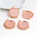 Rose gold rotating round pendant trays with beaded bezel edges for DIY jewelry making - Rose Gold