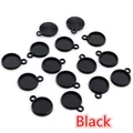 Set aus 14 schwarzen runden Cabochon-Anhängern aus Legierung für DIY-Schmuckherstellung - Schwarz