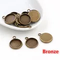 Support pendentif rond en bronze avec anneau de suspension pour création de bijoux DIY - 8mm / Bronze Antique