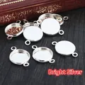 Base per ciondolo rotonda argento lucido con doppi occhielli per creazione gioielli - Piccolo / Argento