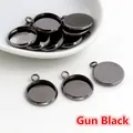 Support pendentif rond pour bijoux DIY en fer avec serti clos de couleur noir fusil - 8mm / Noir de Fusil