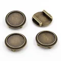 Antique bronze 18mm round DIY jewelry base pendant with gear edge and slider back - Antique Bronze Gear Edge Round Slider (K1-23)