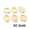Set de 6 bases de colgante redondas de aleación oro KC con doble lazo para joyería artesanal - Bucle Doble (8mm) / Oro KC