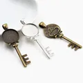 DIY antique bronze and silver alloy key pendant trays with 18mm base for jewelry making - Antique Bronze