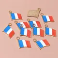 Μικρά μενταγιόν γαλλικής σημαίας για αξεσουάρ DIY κατασκευής κοσμημάτων 16x14mm - Σημαία της Γαλλίας (D5-29)