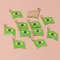 Zinc alloy Brazil flag pendant with gold plating for DIY jewelry making 16x14mm - Brazil Flag (D5-30)